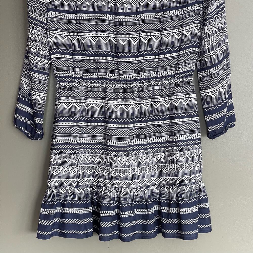 Veronica Beard Agathe Dress Blue White Silk Size 0 Flounce Hem Lightweight Chic - Picture 11 of 16